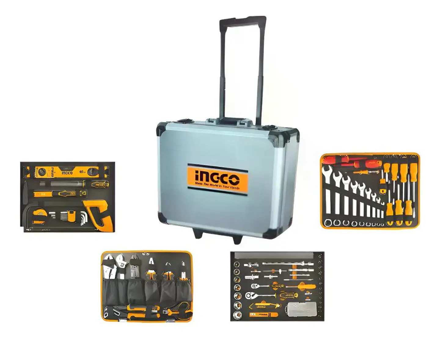 Caja Maleta De Herramientas Manuales Ingco 147 Ac Industrial Plateado 1