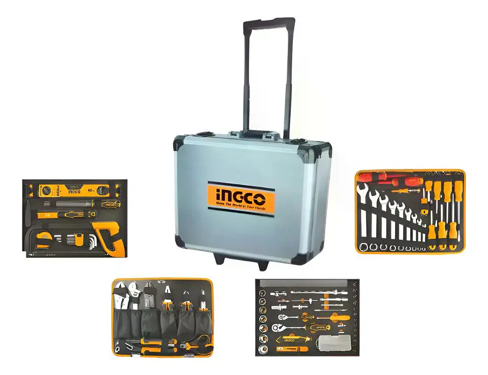 Caja Maleta De Herramientas Manuales Ingco 147 Ac Industrial Plateado 1