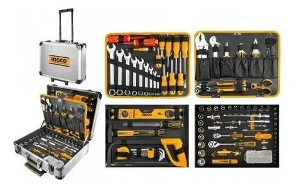 Caja Maleta De Herramientas Manuales Ingco 147 Ac Industrial Plateado 9