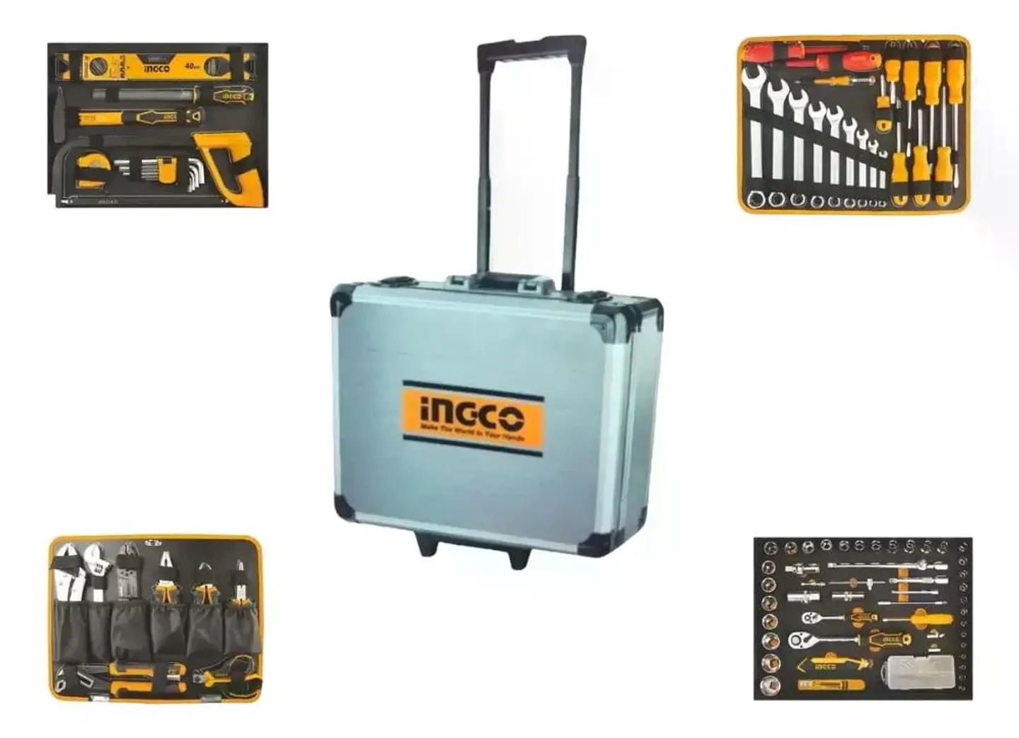 Caja Maleta De Herramientas Manuales Ingco 147 Ac Industrial Plateado 10