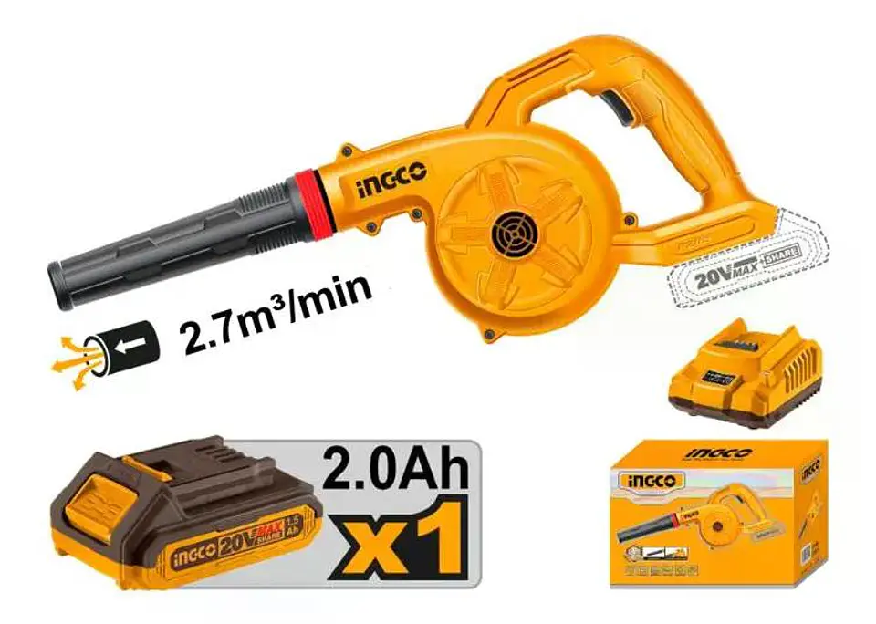 Soplador Inalámbrico 20v 2.7 M3/min Ingco Cabli200281 Naranja Claro 4
