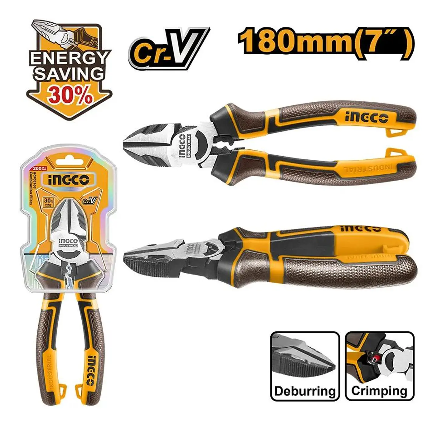Alicate Corte Diagonal 180mm / 7 Pulgadas Ingco Hhldcp28180 Naranja/negro/marrón 3