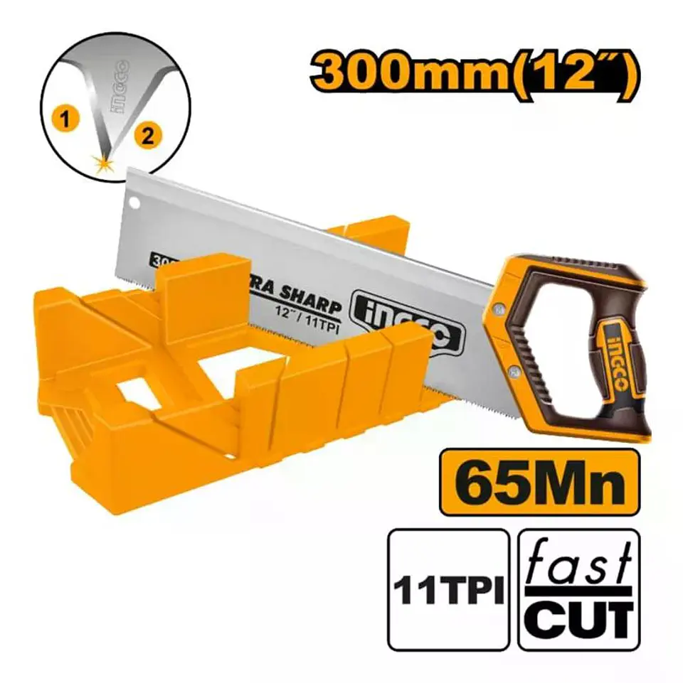 Caja De Inglete Serrucho Costilla 11tpi 300mm 12 Pulga Ingco 2