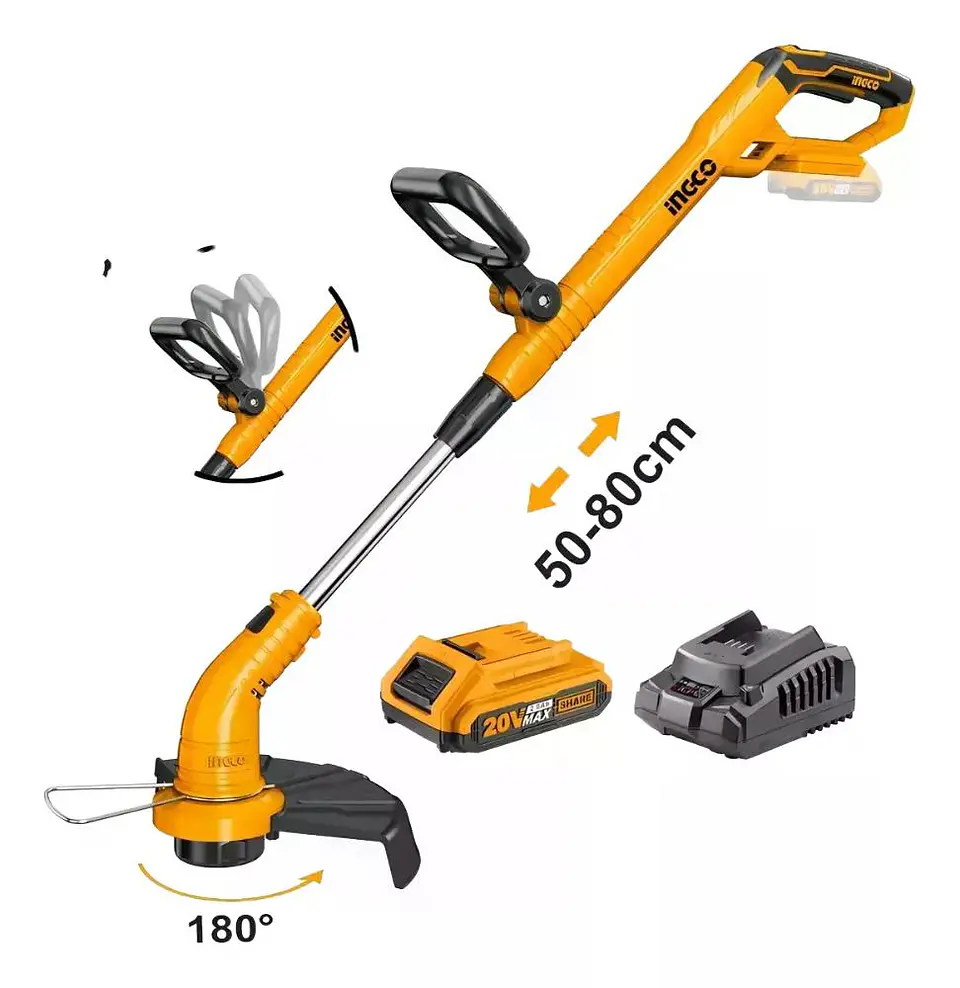 Bordeadora Orilladora Ingco Inalámbrica Ajustable 20v +ba+ca Anaranjado 3