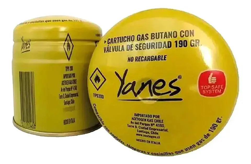 Cartucho Gas Butano C/valvula Seguridad 190gr Yanes 1 Unidad 2