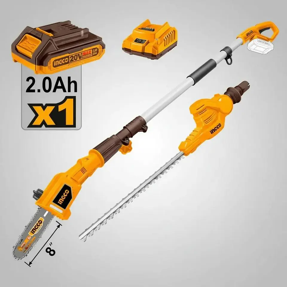 Cortaseto Y Sierra Con Pertiga Inalambrico 20v Ingco + Bat+c Marrón 1