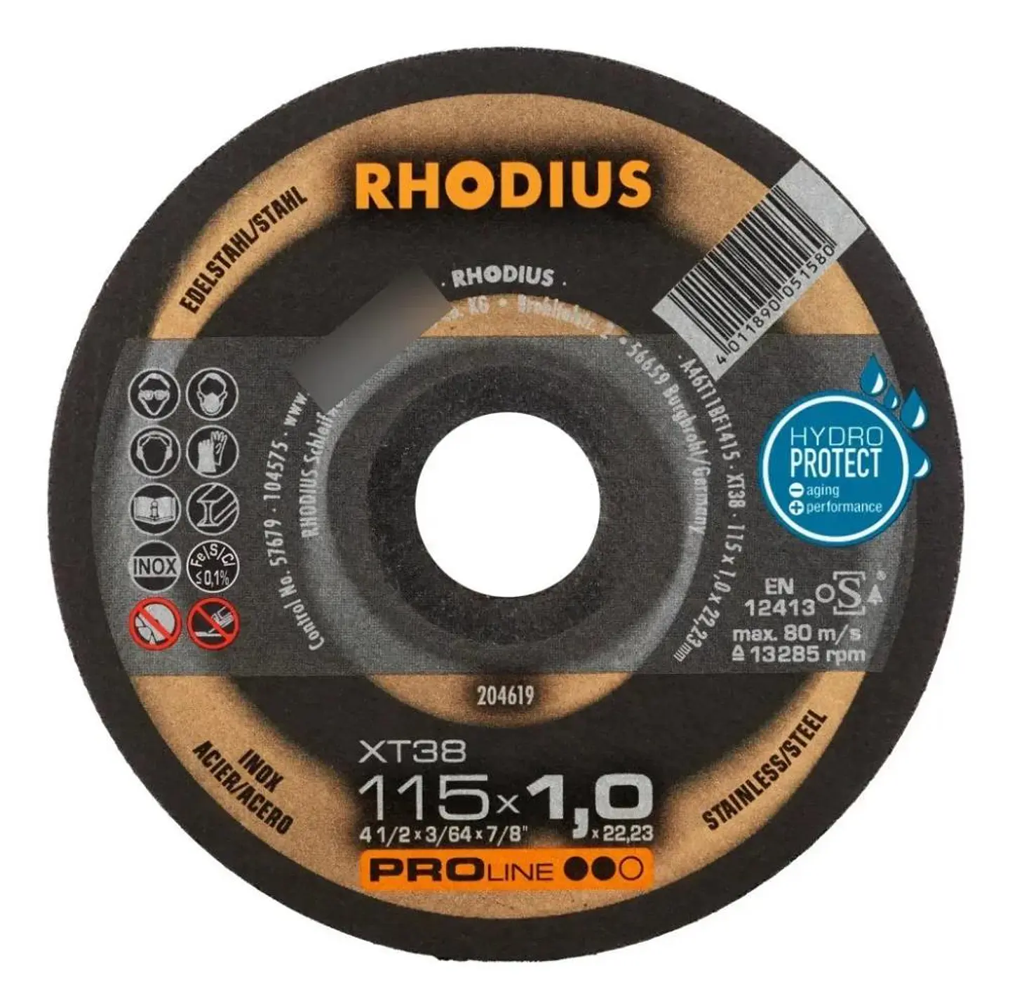 Disco Corte Acero Metal Xt38 4 1/2 115mm Rhodius Proline Ii Negro 4