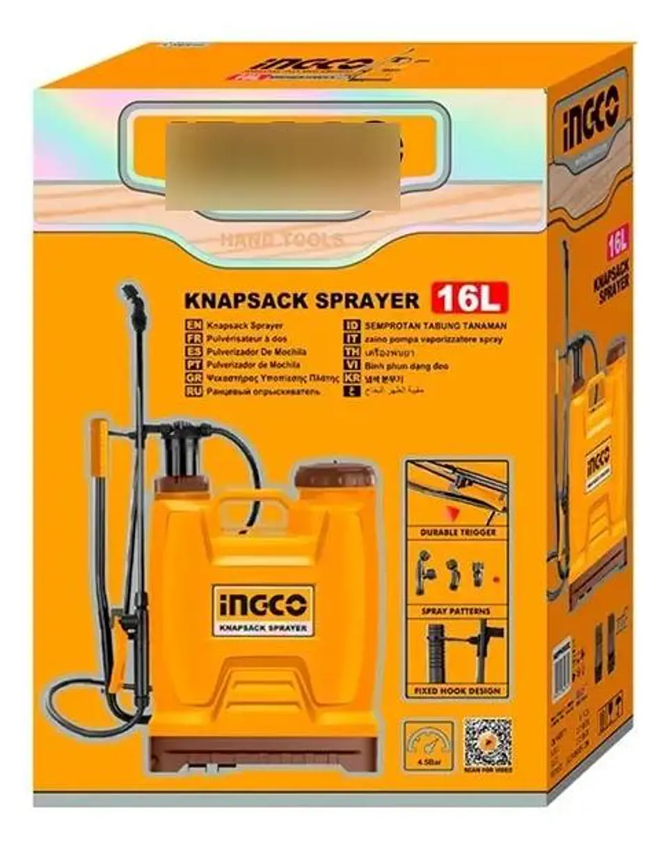 Fumigador Pulverizador Mochila 16lt 4,5 Bar Ingco Hspp41602 Amarillo 11