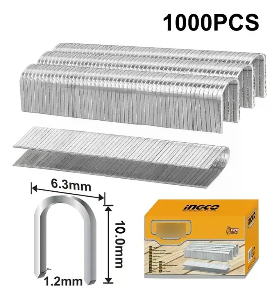 Grapas Grampas U 10x1.2mm 1000 Und Ingco Engrapadora Sts0412 Plateado 5