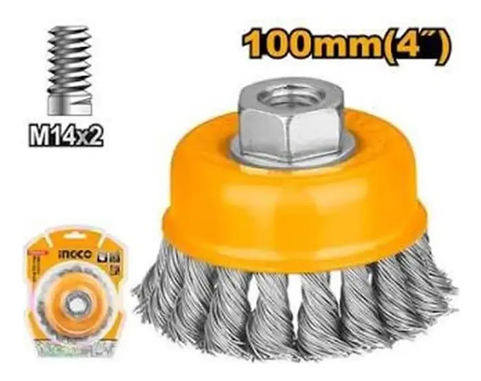 Grata Copa De Metal Trenzado M14 100mm 4 Pulga Ingco Wb21001 2