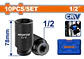 Juego De Enchufes Deep Impact De 1/2 Pulgada, 10 Piezas, Color Negro Negro - Miniatura 2