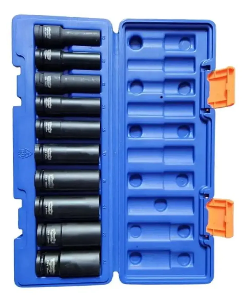Juego De Enchufes Deep Impact De 1/2 Pulgada, 10 Piezas, Color Negro Negro 10