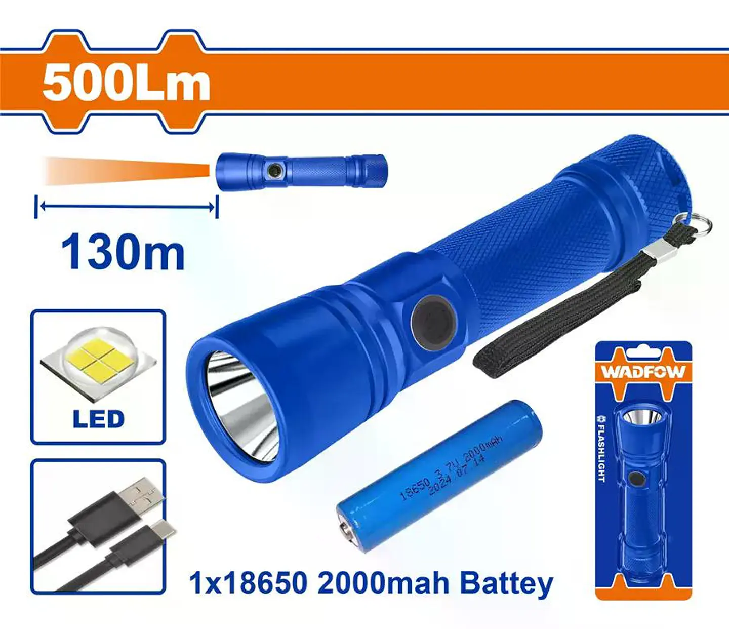 Linterna 500lm 130m Wadfow Wfl5408 Azul 2