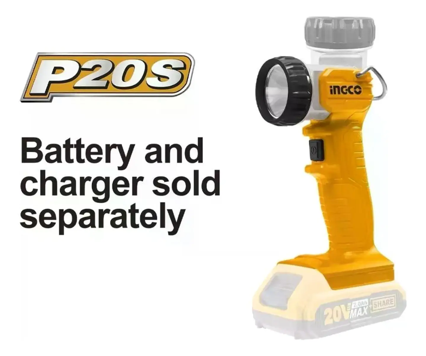 Linterna Inalámbrica Ingco 20v 270 Lm Lámpara S/bat Cwli2038 Blanco Amarillo 5