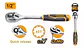 Llave Chicharra Crique 45t 26cm 1/2 Pulgadas Ingco Hrth0812 Amarillo Y Negro - Miniatura 2