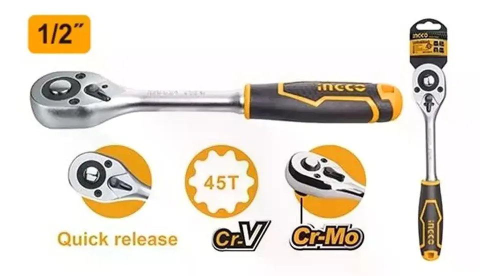 Llave Chicharra Crique 45t 26cm 1/2 Pulgadas Ingco Hrth0812 Amarillo Y Negro 2