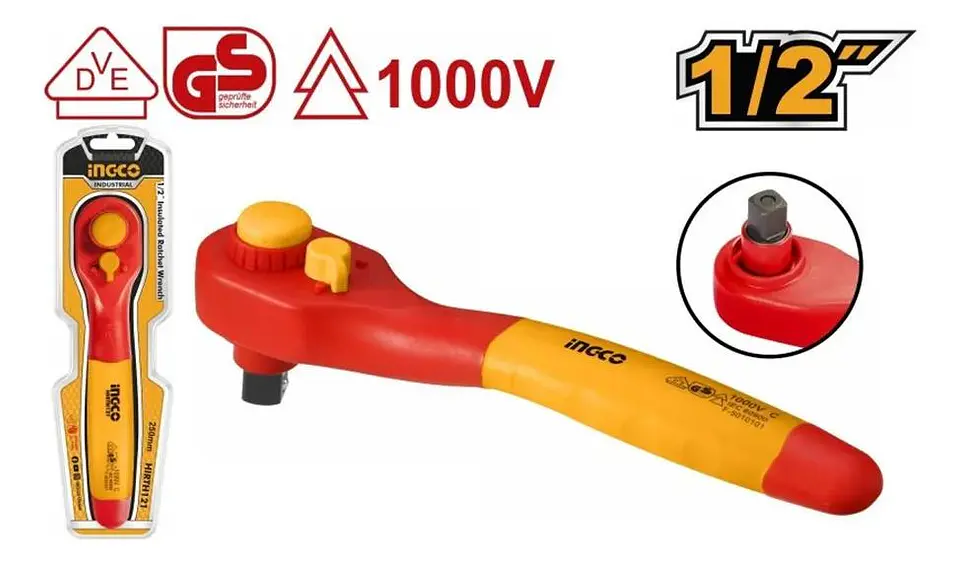 Llave Chicharra Industrial Aislada Vde 36t 1/2 Ingco Amarillo Amarillo 3