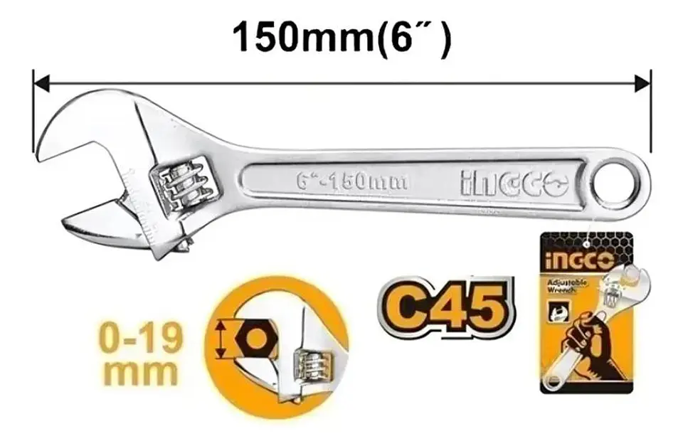 Llave Francesa Ajustable 150 Mm 6 Pulgadas Ingco Hadw131062 4