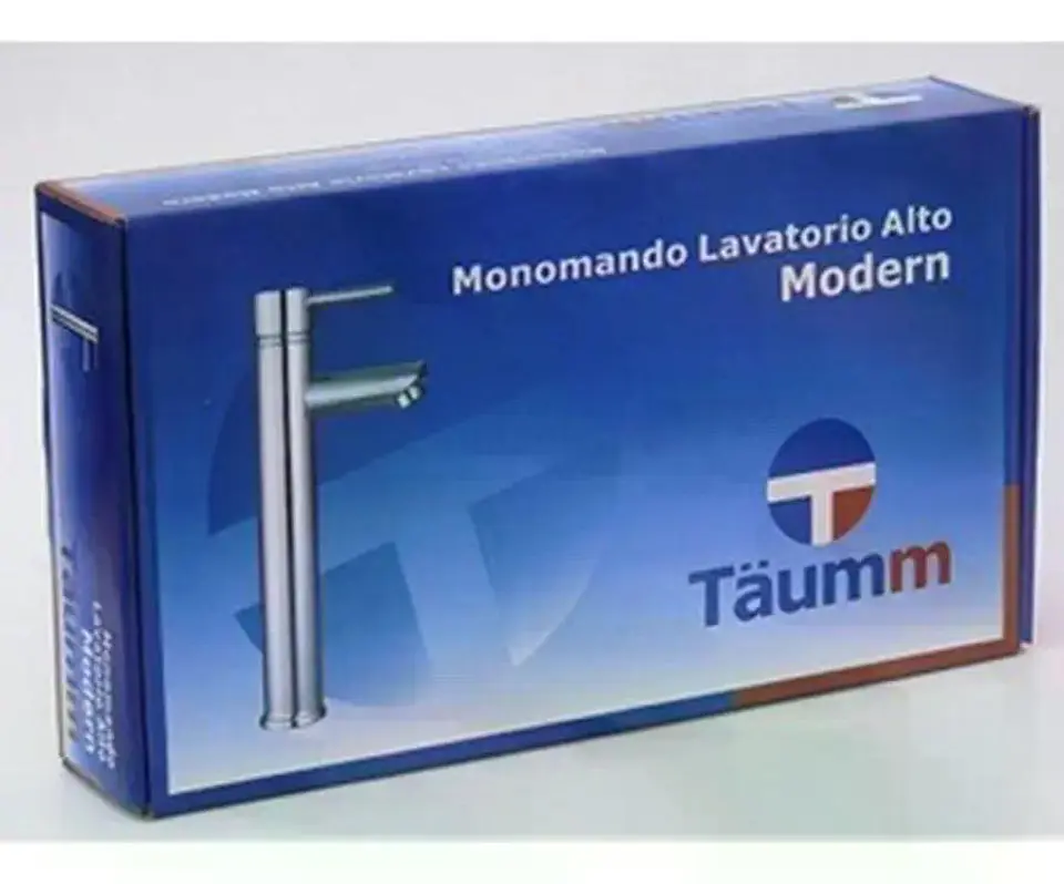 Llave Monomando Lavatorio Alto Modern Taumm Grifo Plateado Brillante 8