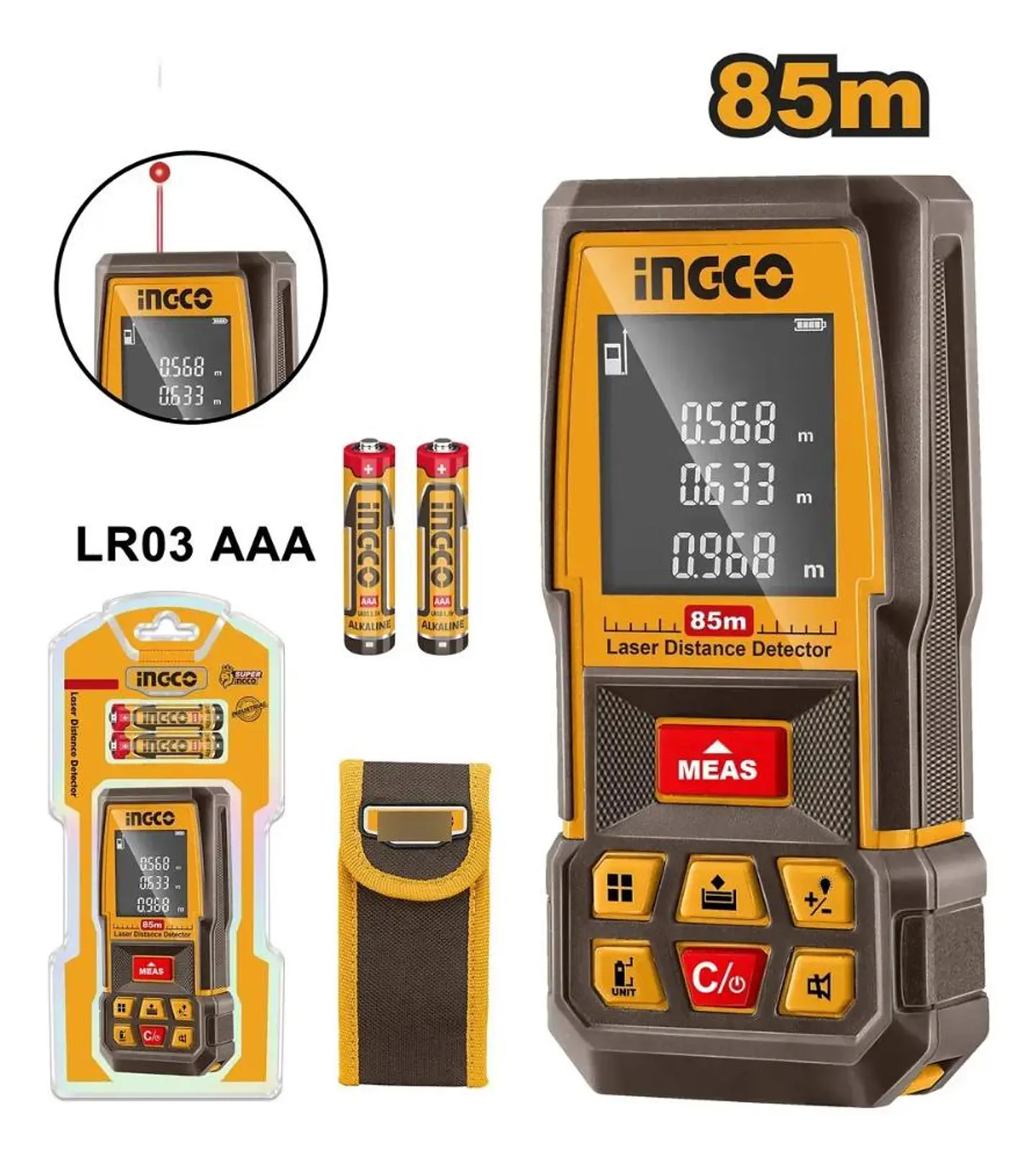 Medidor De Distancia Laser Industrial 85m Ingco Hldd07085 2