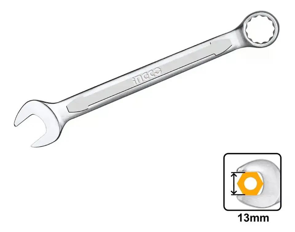 Llave Combinada Punta Corona 13 Mm X 171 Mm Ingco Hcspa131 Cromado 6