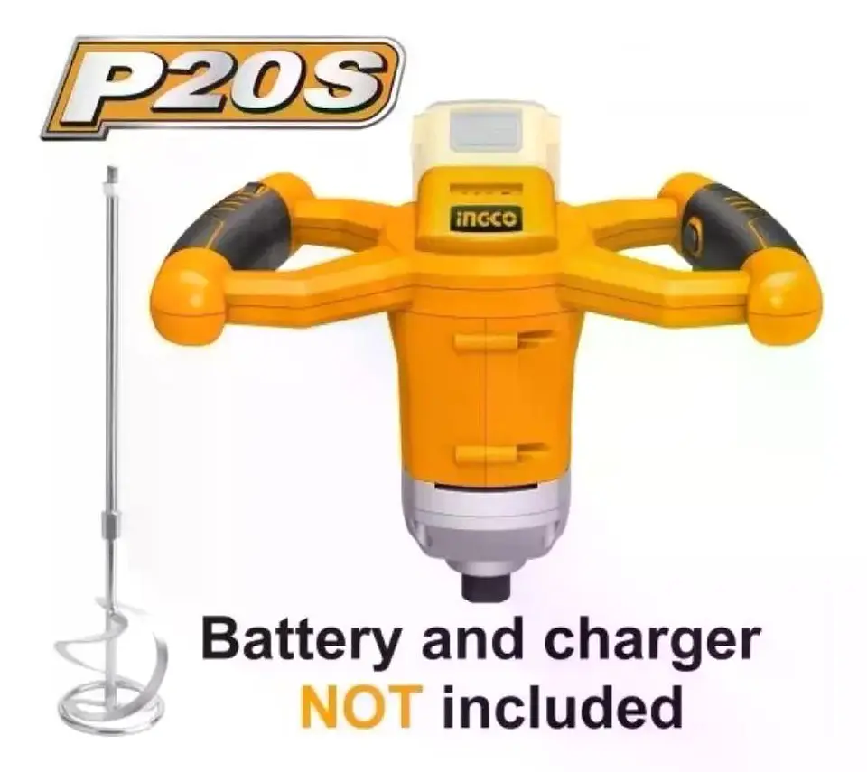 Mezclador Industrial Inalámbrico Ingco 20v + Paleta Mxli2001 6