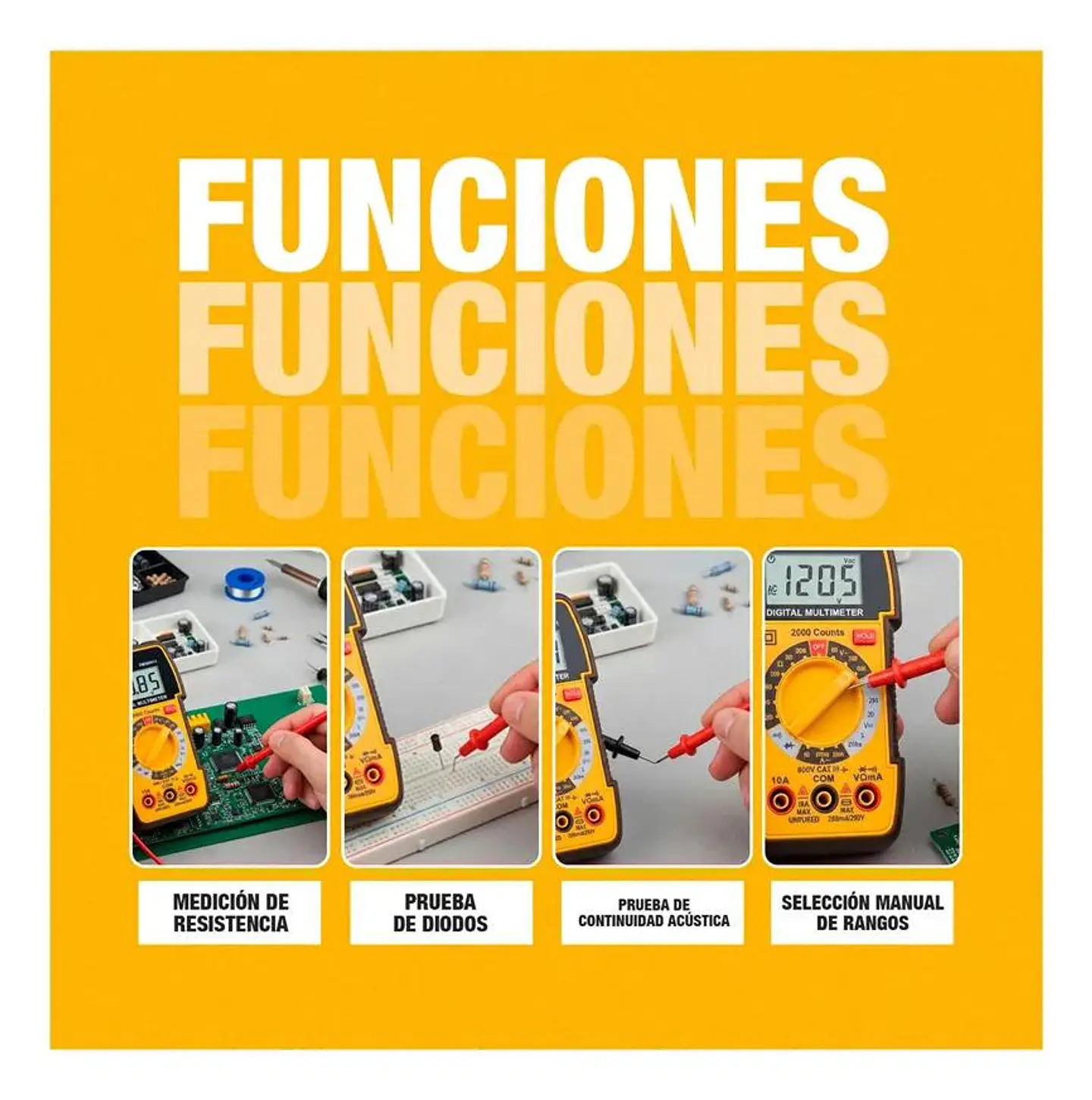 Multimetro Tester Digital Industrial 2000 Cuentas 600v Ingco 4