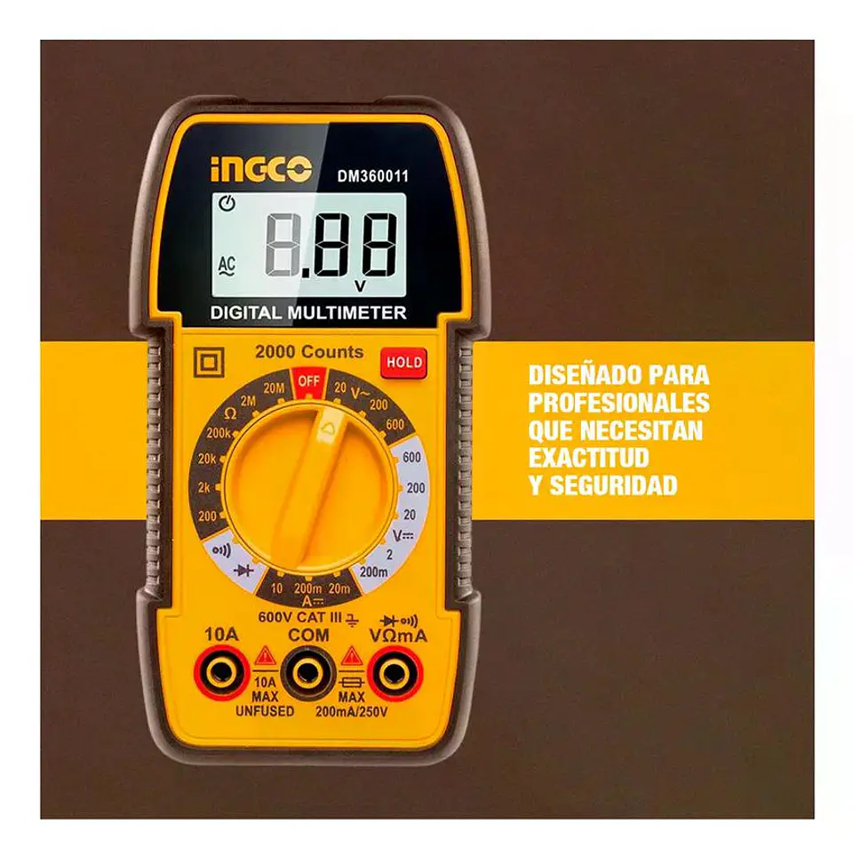 Multimetro Tester Digital Industrial 2000 Cuentas 600v Ingco 6