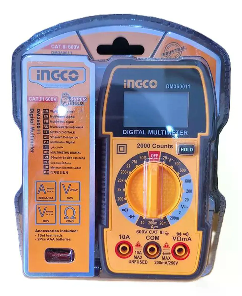 Multimetro Tester Digital Industrial 2000 Cuentas 600v Ingco 11