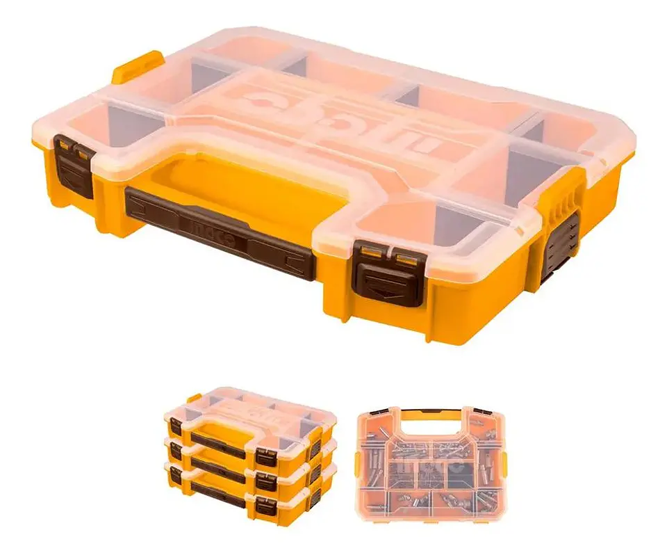 Organizador Plástico Con Divisiones 37cm 15pul Ingco Pbx1511 Naranja 1