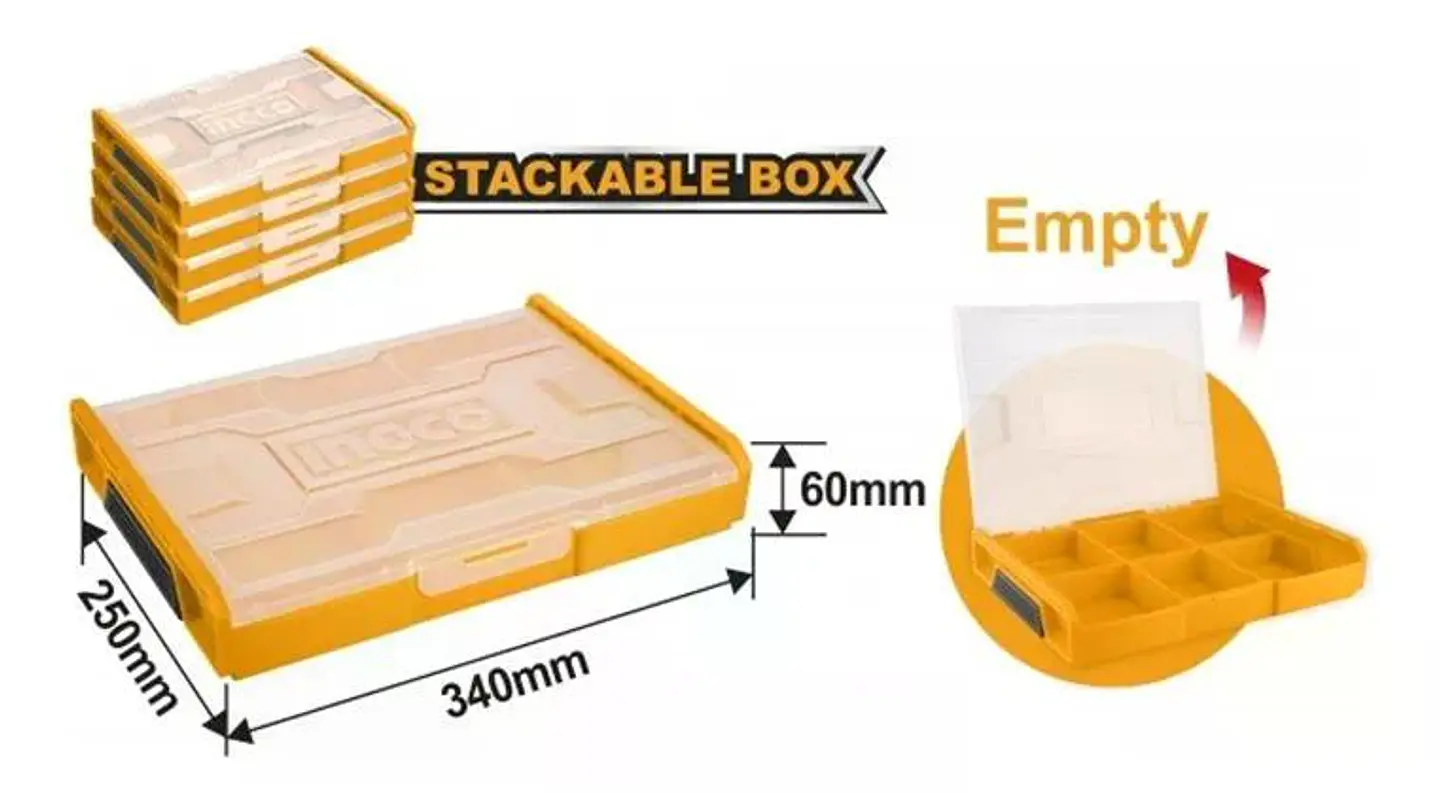 Organizador Plástico Con Divisiones 37cm 15pul Ingco Pbx1511 Naranja 3