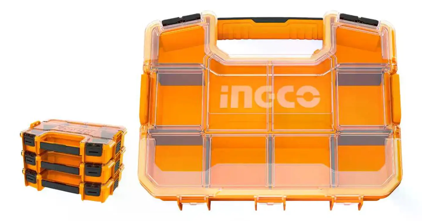Organizador Plástico Con Divisiones 37cm 15pul Ingco Pbx1511 Naranja 5