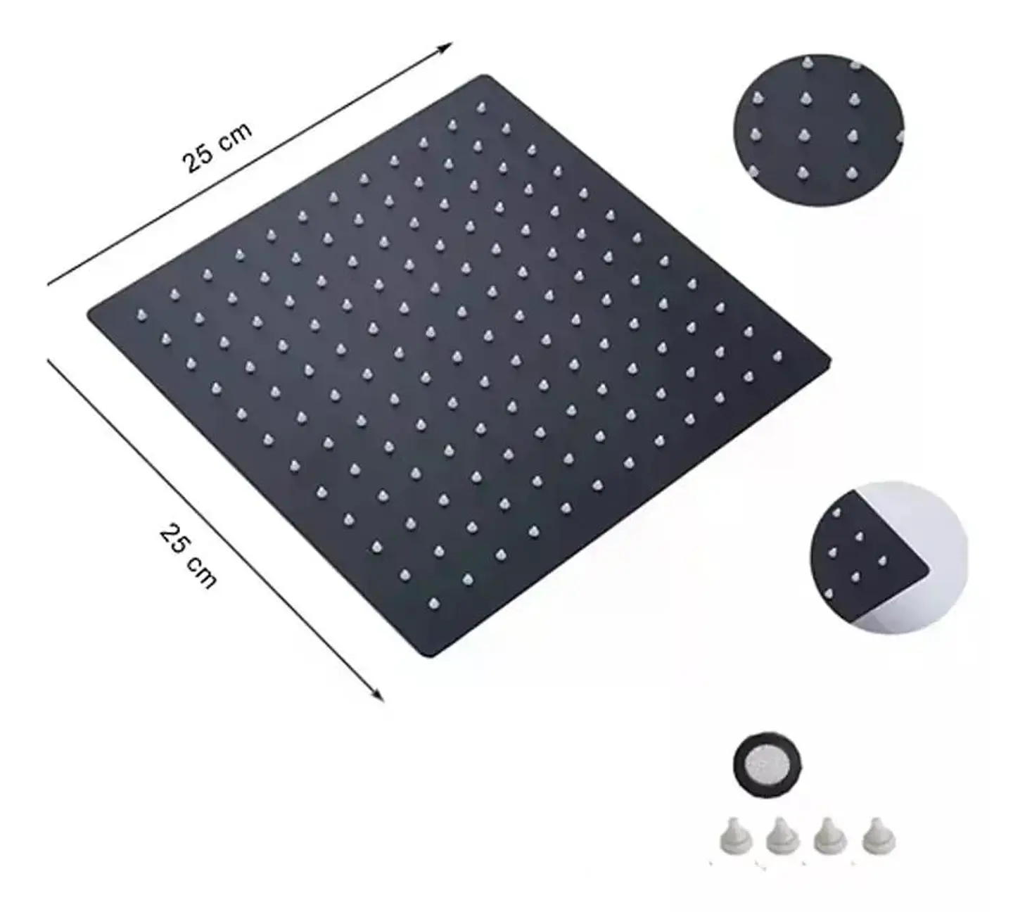 Plato Para Ducha Cuadrado 25 Cm Schwarz Taumm Negro Mate Negro 2