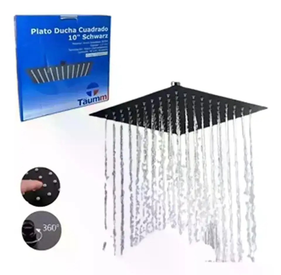 Plato Para Ducha Cuadrado 25 Cm Schwarz Taumm Negro Mate Negro 5