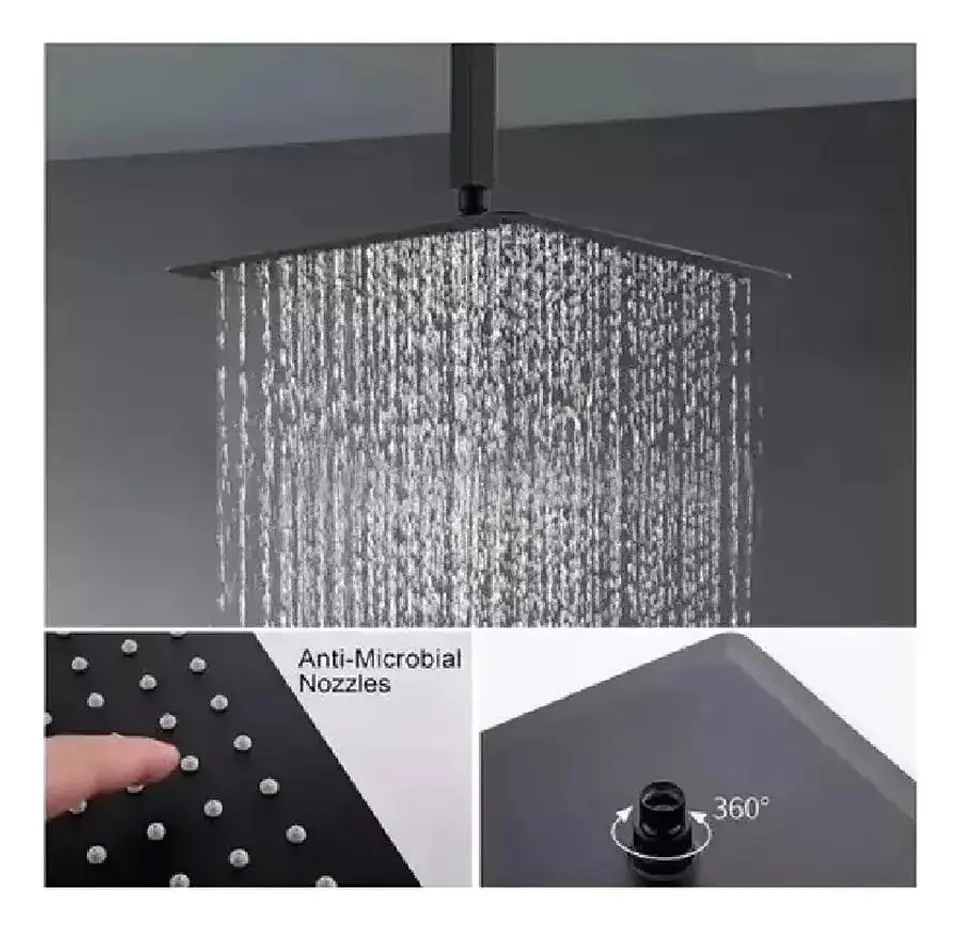 Plato Para Ducha Cuadrado 25 Cm Schwarz Taumm Negro Mate Negro 6