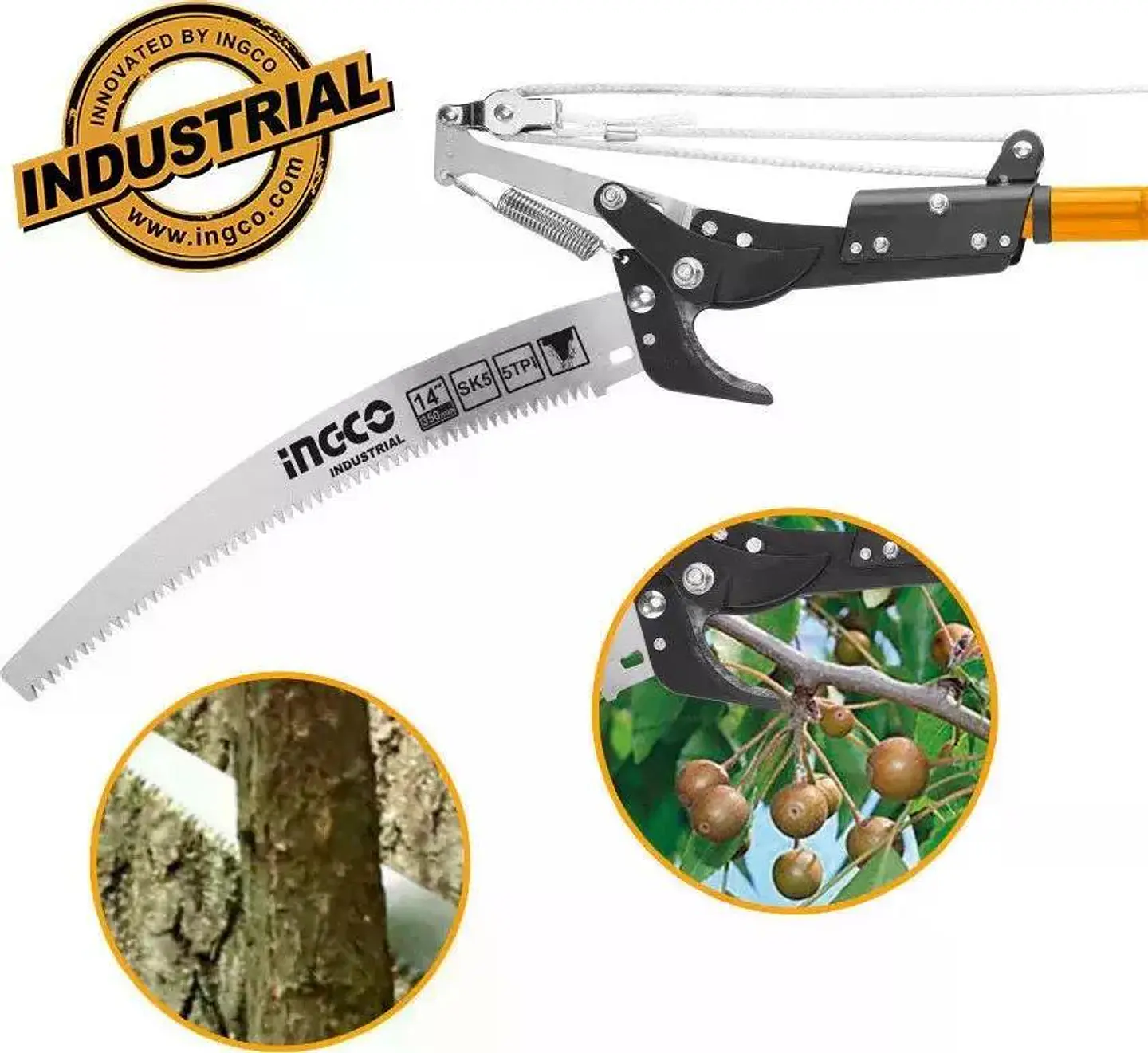 Podador Altura Tijera Serrucho Arboles Ramas Con Mango Ingco 6