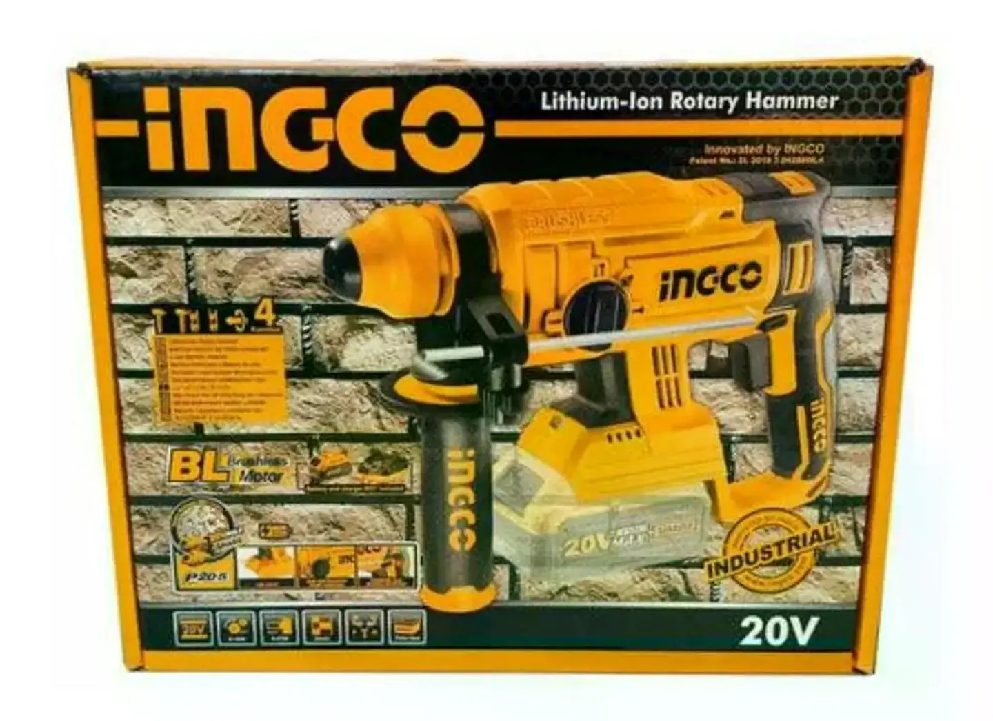 Rotomartillo Inalámbrico Brushless Ingco 20v Indus Crhli2201 Naranja Claro 60 Hz 3