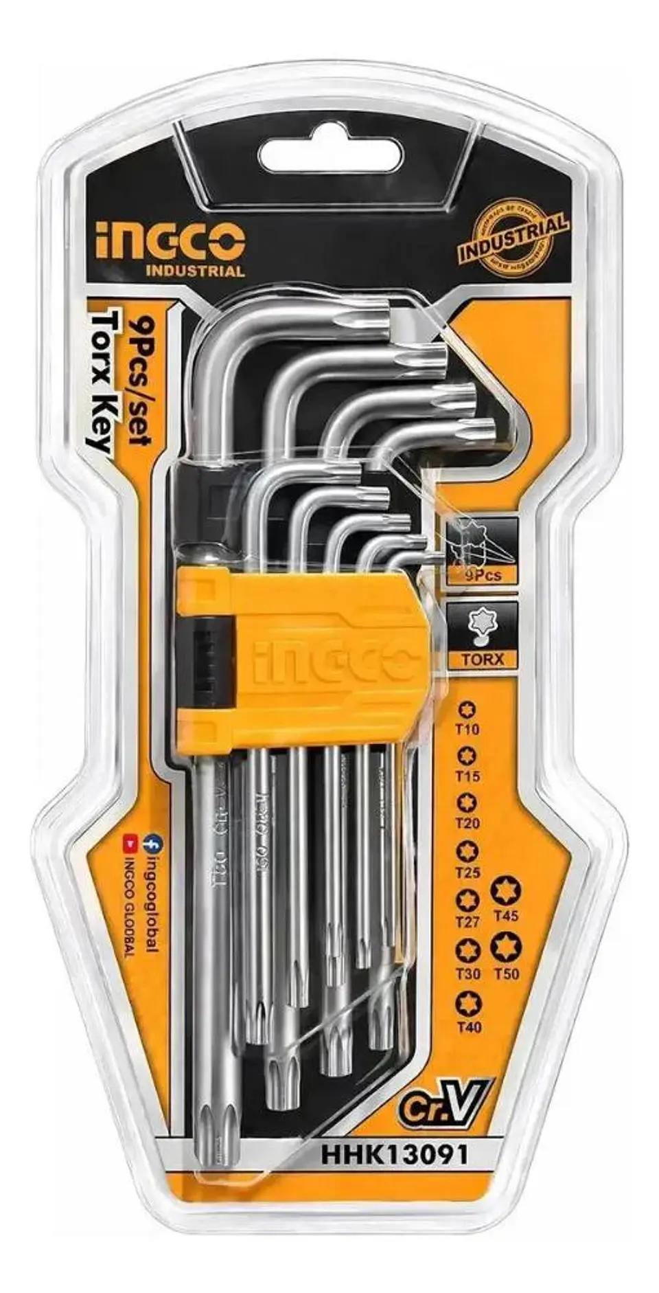 Set 9 Piezas Llaves Torx Llaves De Apriete T10 - T50 Ingco Plateado 1