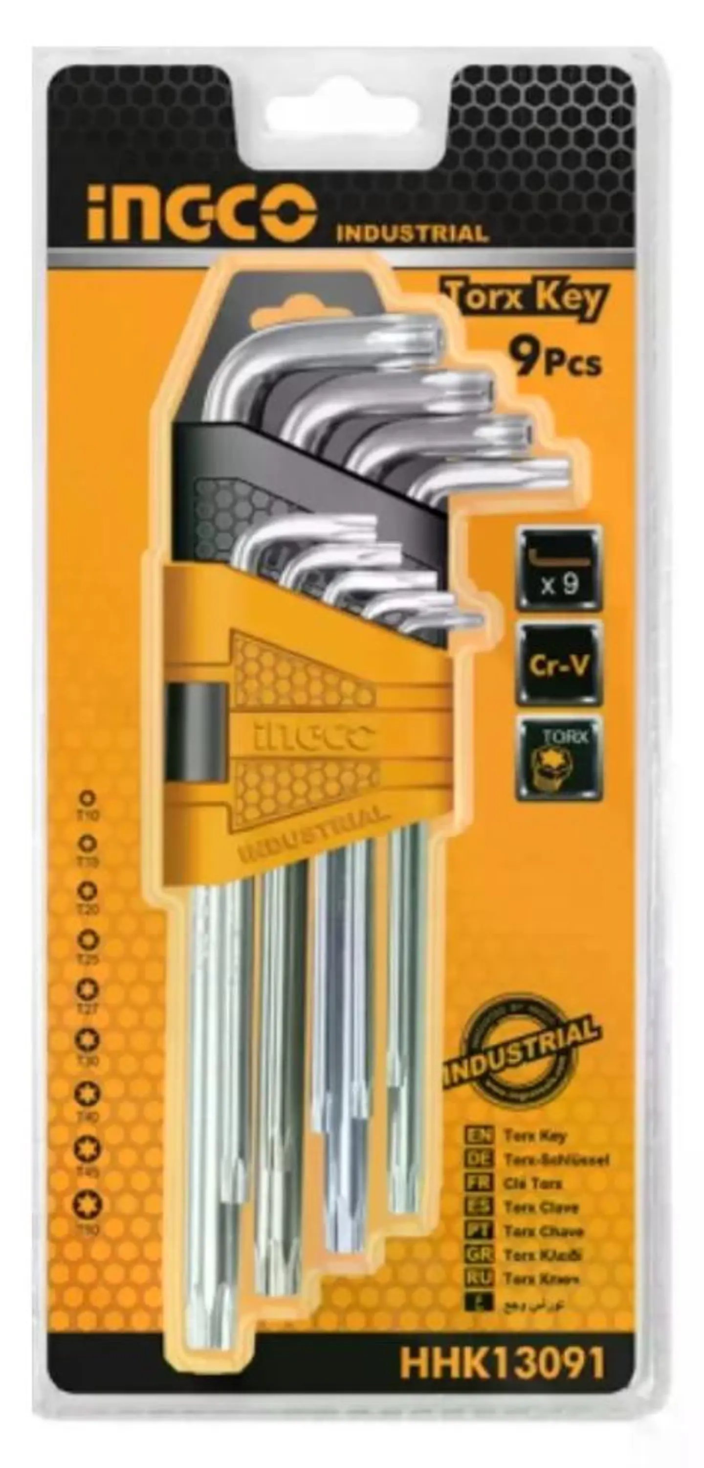 Set 9 Piezas Llaves Torx Llaves De Apriete T10 - T50 Ingco Plateado 2