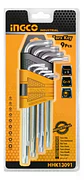 Set 9 Piezas Llaves Torx Llaves De Apriete T10 - T50 Ingco Plateado - Miniatura 2