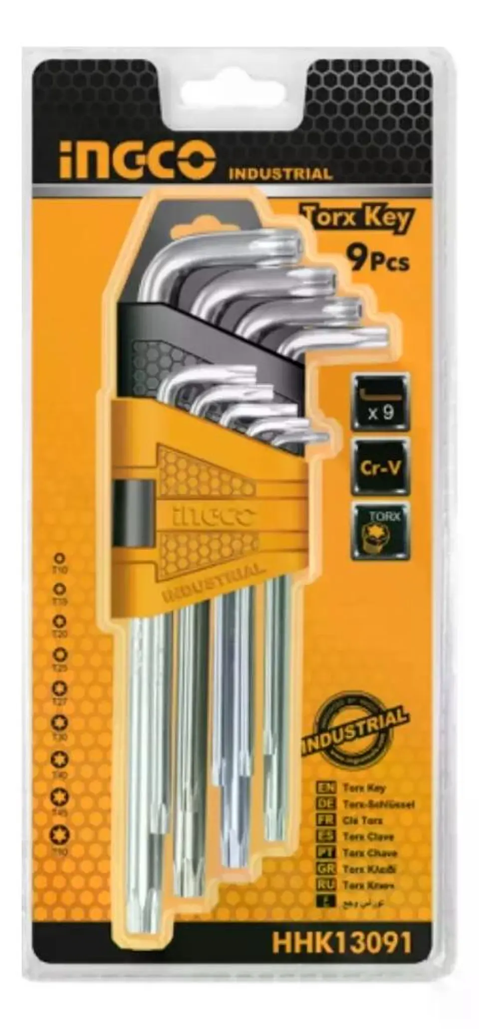 Set 9 Piezas Llaves Torx Llaves De Apriete T10 - T50 Ingco Plateado 2