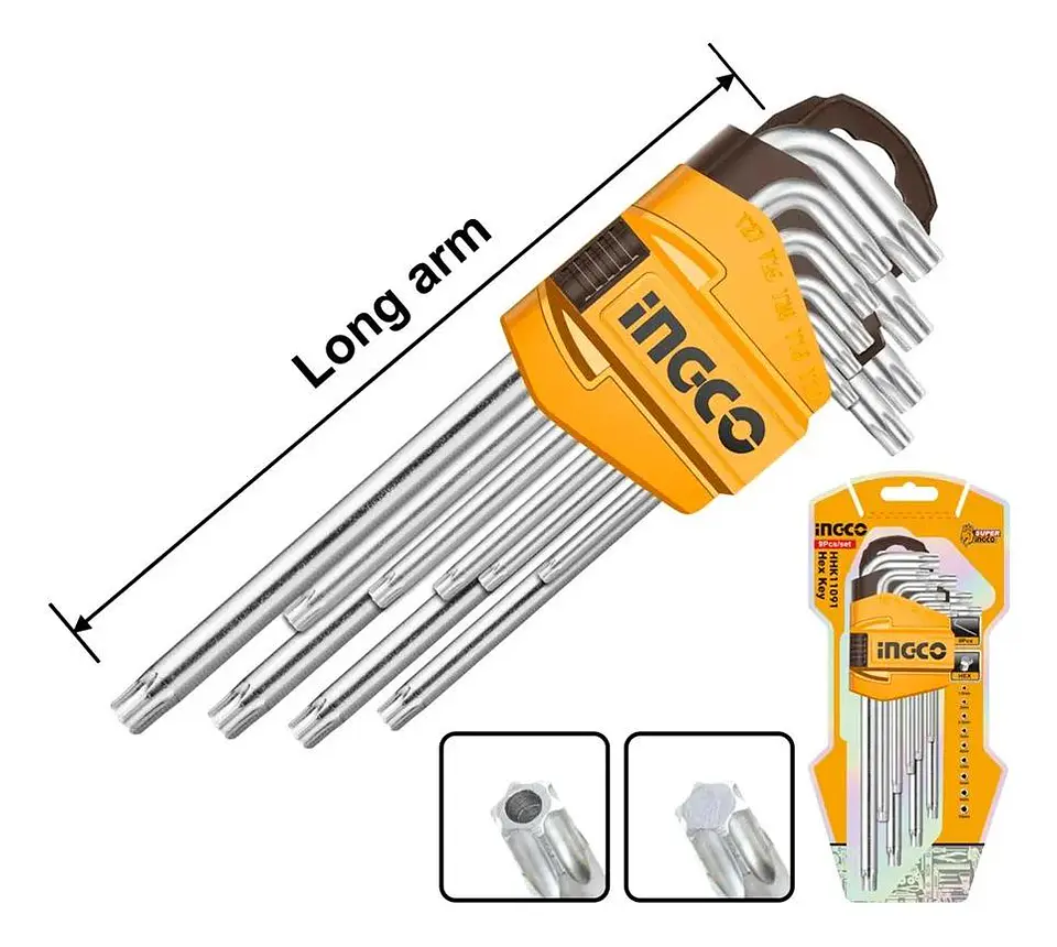 Set 9 Piezas Llaves Torx Llaves De Apriete T10 - T50 Ingco Plateado 6