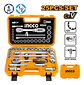 Set Dados Y Matraca Chicharra 25 Pzs 1/2 45t Ingco Hkts12251 Amarillo - Miniatura 2