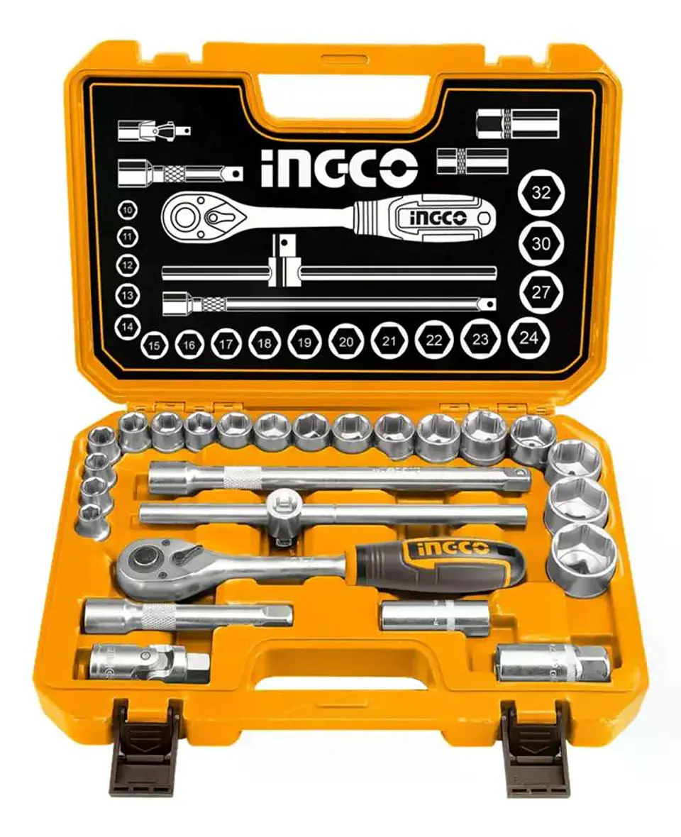 Set Dados Y Matraca Chicharra 25 Pzs 1/2 45t Ingco Hkts12251 Amarillo 3