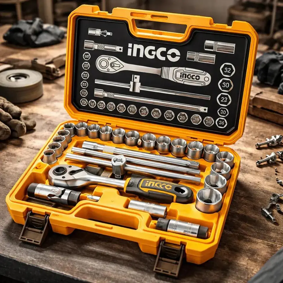 Set Dados Y Matraca Chicharra 25 Pzs 1/2 45t Ingco Hkts12251 Amarillo 4