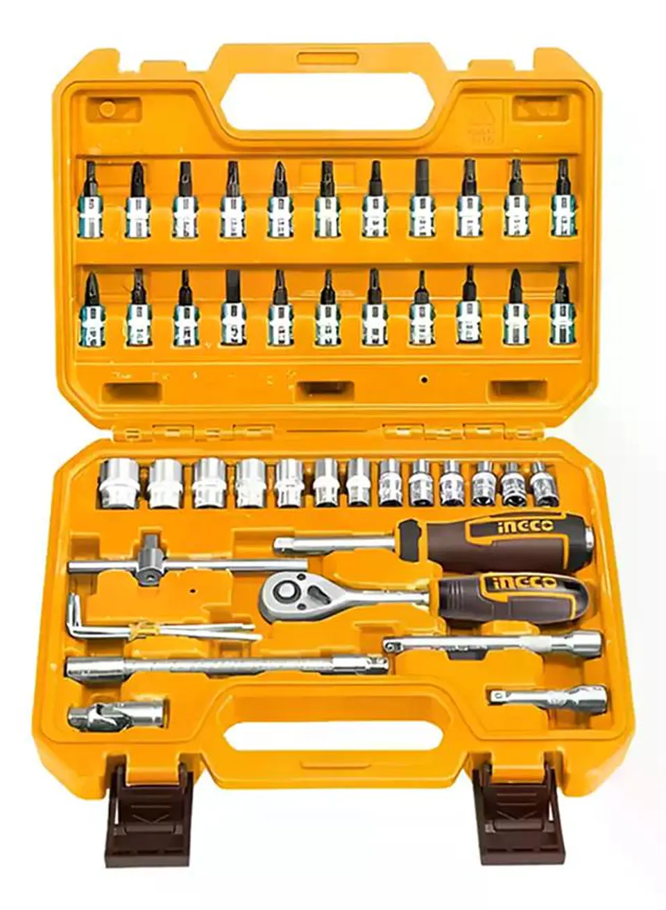 Set Dados Y Matraca Chicharra 46 Pzs 1/4 72t Ingco Hkts14462 Naranja Claro 3