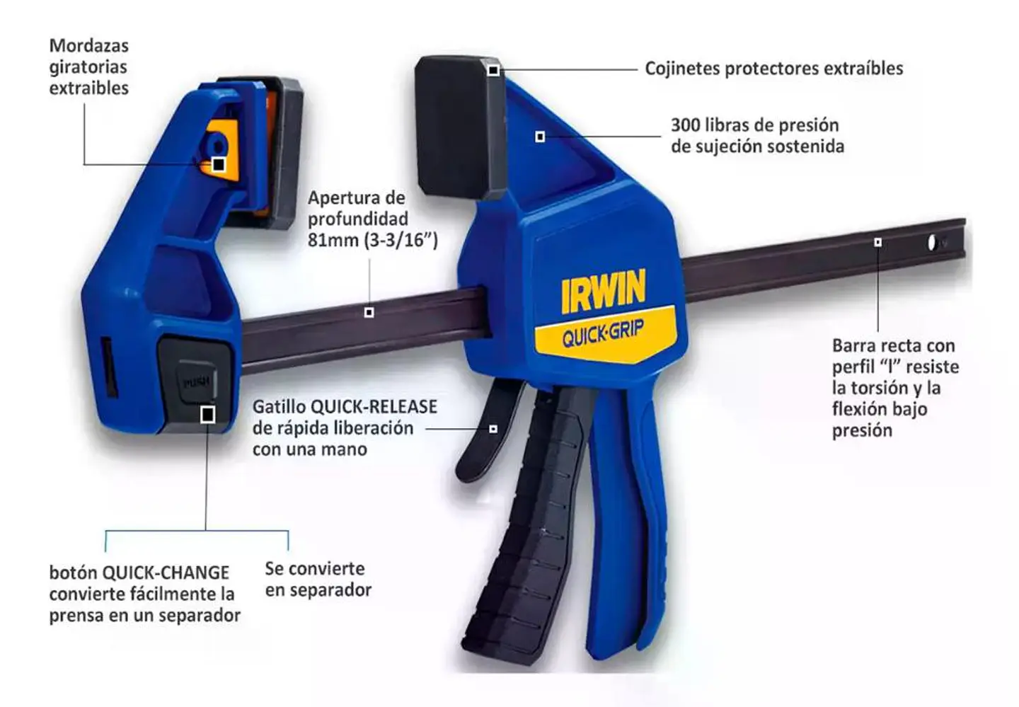 Prensa De Liberación Rápida Sl300 61cm 1964720 Irwin 6