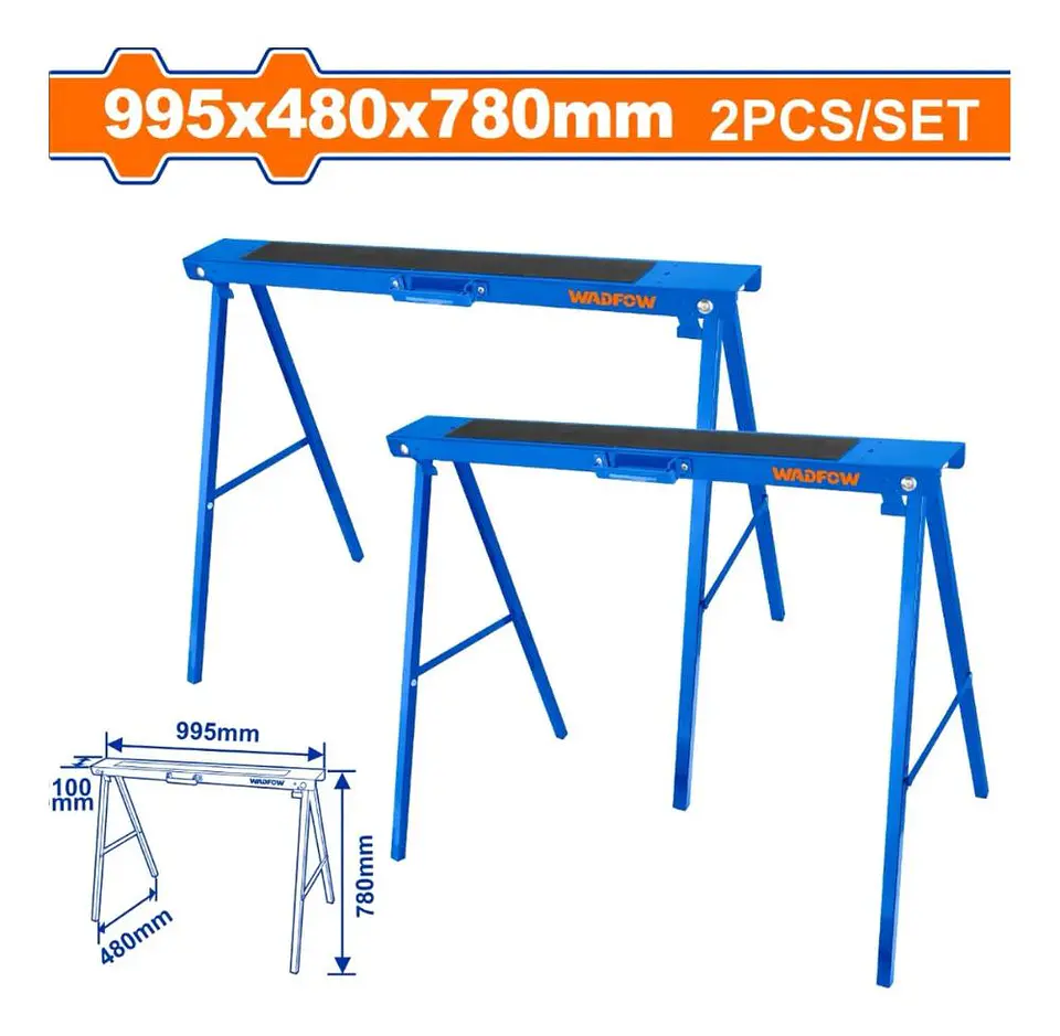 Set 2 Caballetes Plegables Wadfow 100 Kg 99x48x78 Cm Wdz1510 Azul 5