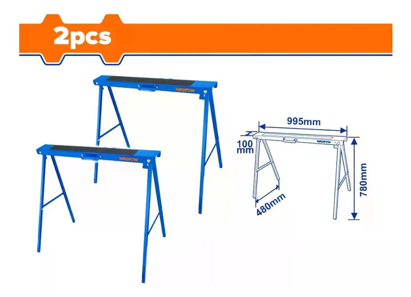Set 2 Caballetes Plegables Wadfow 100 Kg 99x48x78 Cm Wdz1510 Azul 6