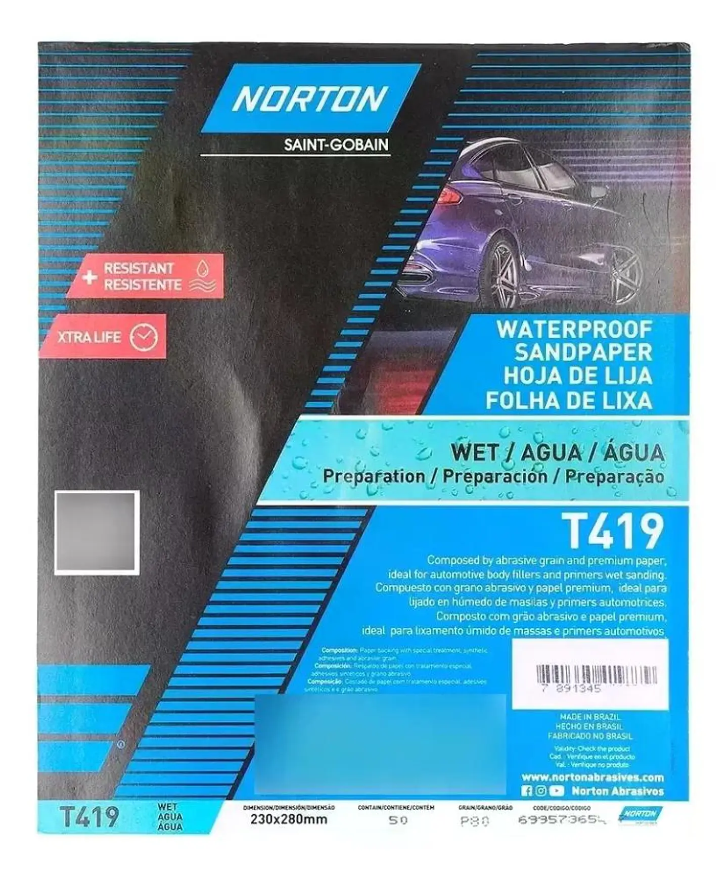 10 Lijas Al Agua Automotriz T-419 230x280 Mm Norton 80 4